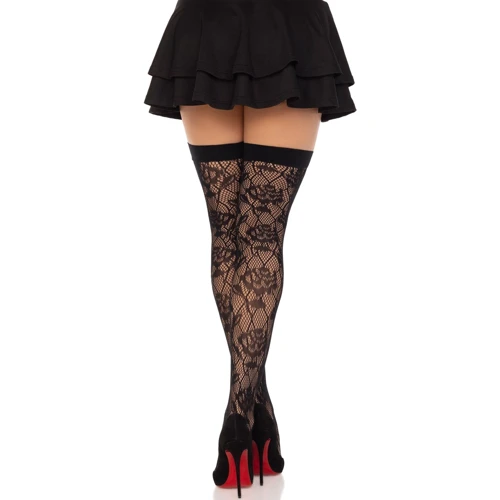 Чулки Leg Avenue Wild rose net thigh highs One Size: Материал Нейлон