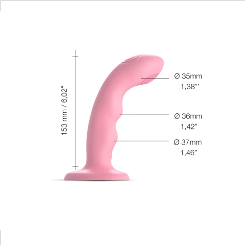Насадка для страпона с двойной точечной пульсацией Strap-On-Me Tapping Dildo Wave - Coral Рink фото 6