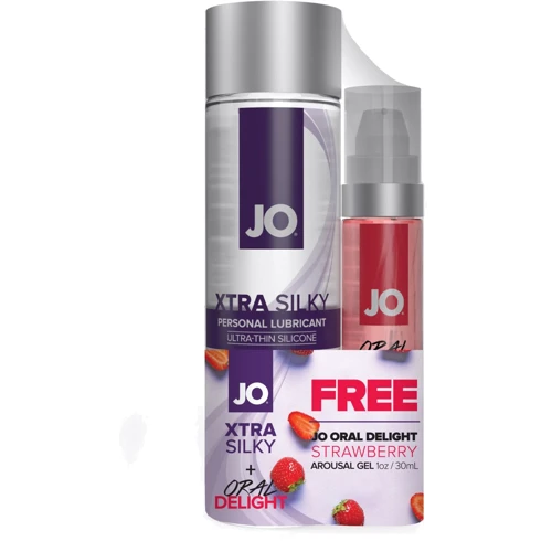 Набір лубрикантів System JO GWP: Xtra Silky Silicone 120 мл + Oral Delight Strawberry 30 мл