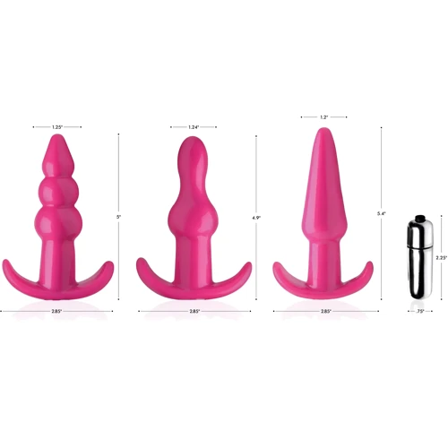 Набір анальних пробок з віброкулею Frisky Thrill Trio Pink Vibrating Plug Set: Для кого Унисекс