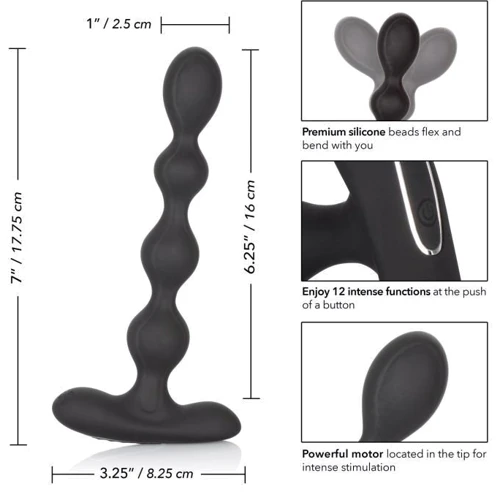 CalExotics Eclipse Slender Beads анальные бусы с вибрацией, 16x2.5 см: Материал Силикон