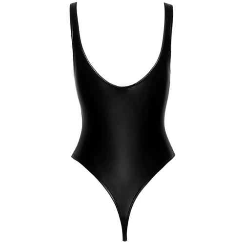 Боди Noir Handmade F244 Powerwetlook body with high cut bottom hem Black, L: Вид Боди
