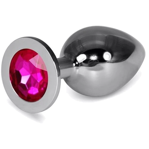 Анальна пробка із кристалом LoveToy Large Silver Plug Fuchsia