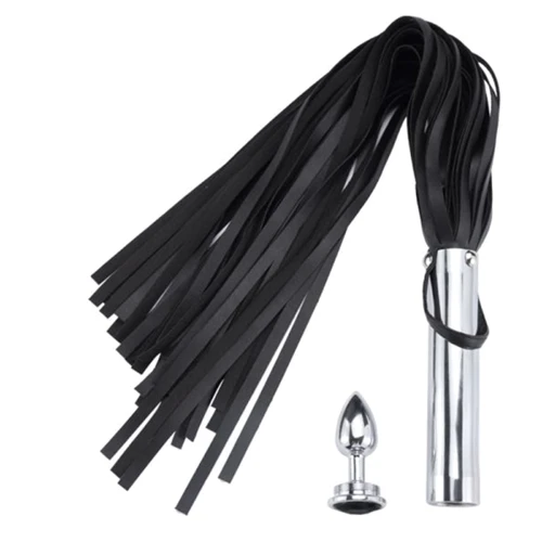 Флогер з анальною пробкою sLash BDSM-NEW PU Leather Whip with Anal Plug фото 5