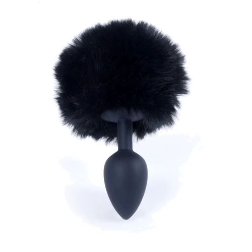 Анальная пробка с хвостом Jewellery Silicon PLUG Bunny Tail Black