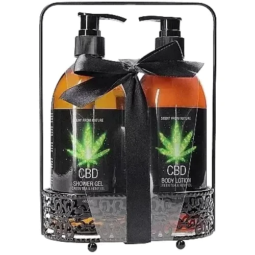 Набір для ванни та душу CBD Luxe Care set - GREEN TEA & HEMP OIL (2 предмети) фото 3