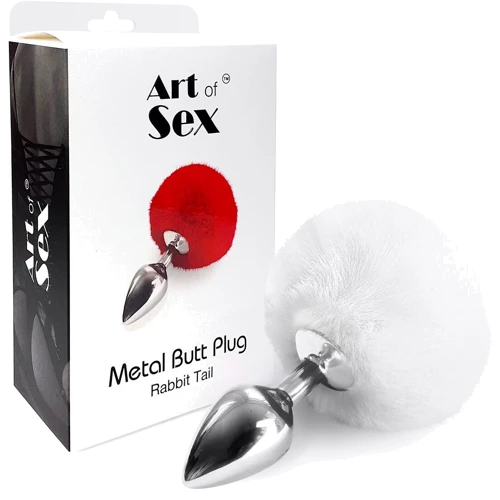 Металлическая анальная пробка М Art of Sex - Metal Butt plug Rabbit Tail, белый: Для кого Унисекс