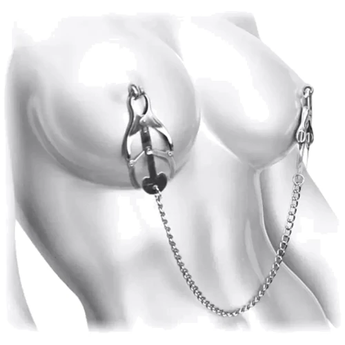 Затискачі для сосків з ланцюжком Feral Feelings - Clover nipple clamps, срібло / білий: Виробник Feral Feelings