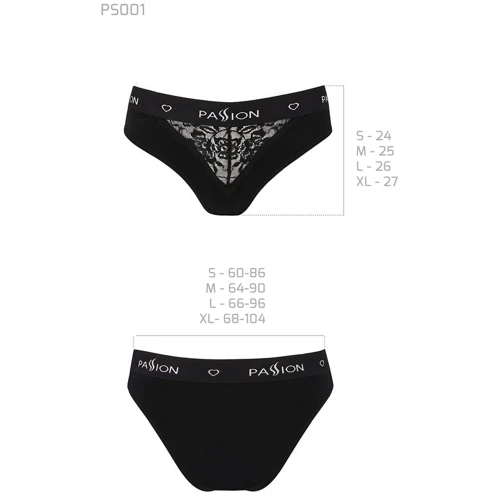 Трусики з широкою гумкою та мереживом Passion PS001 PANTIES XL, black: Декор Кружево