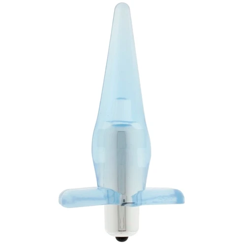 Анальный вибратор Power Buttplug, 9.5x3.5 см, голубой