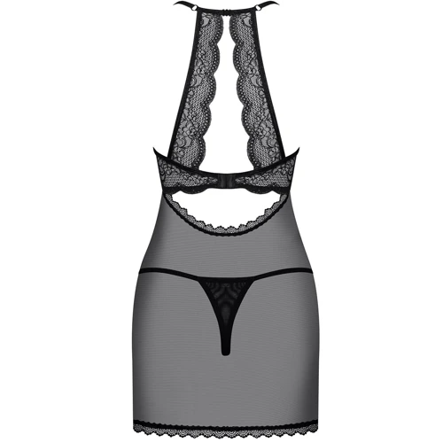 Сексуальный комплект пеньюар + стринги Obsessive Pearlove black S/M: Материал Полиамид