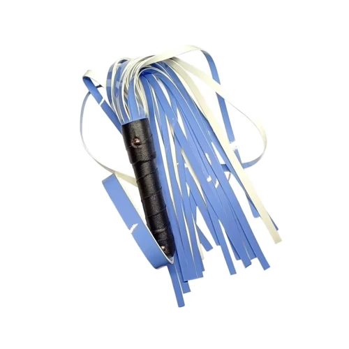Флогер зі штучної лакованої шкіри Flirty ECO Varnish Leather - Black & Blue, BL-00043: Колір голубой