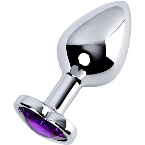 Анальная пробка с кристаллом Metal By Toyfa Silver anal plug Аmethyst