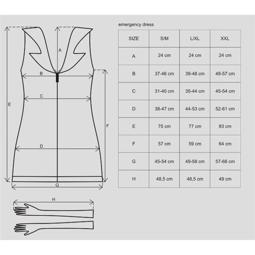 Костюм медсестри Obsessive Emergency + стетоскоп, S/M: Розмір S