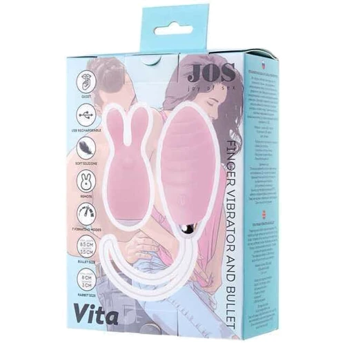 Набор JOS Vita: виброяйцо + вибронасадка на палец Light Pink фото 17