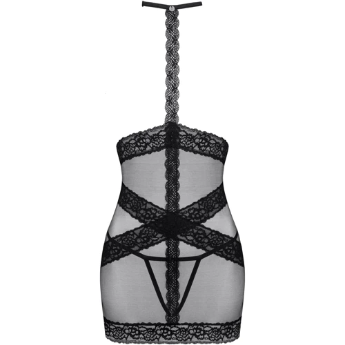 Еротична сорочка з відкритими грудьми Obsessive Lacrisia black M/L: Вид Сорочки