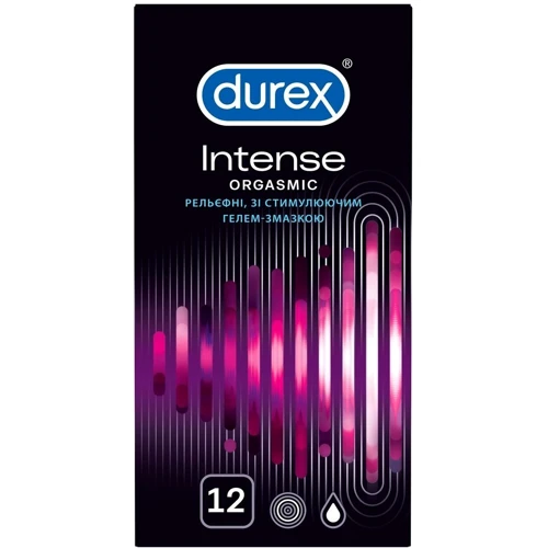 Акційний набір для закоханих Durex Презервативи латексні зі змазкою Intense Orgasmic № 12 + Інтимний гель-змазка, INTENSE ORGASMIC 10 ml фото 9