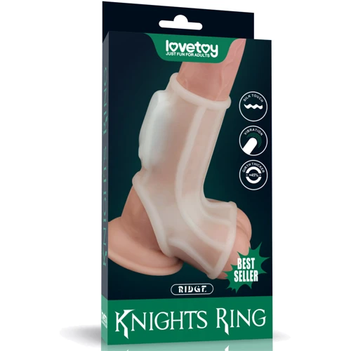 Насадка на член с вибрацией LoveToy Vibrating Silk Knights Ring with Scrotum Sleeve White фото 7