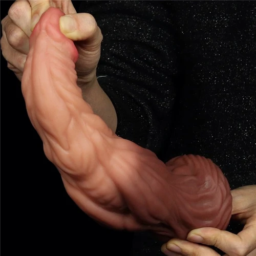 Фалоімітатор LoveToy Dual-Layered Silicone Cock 9.5" Brown фото 6