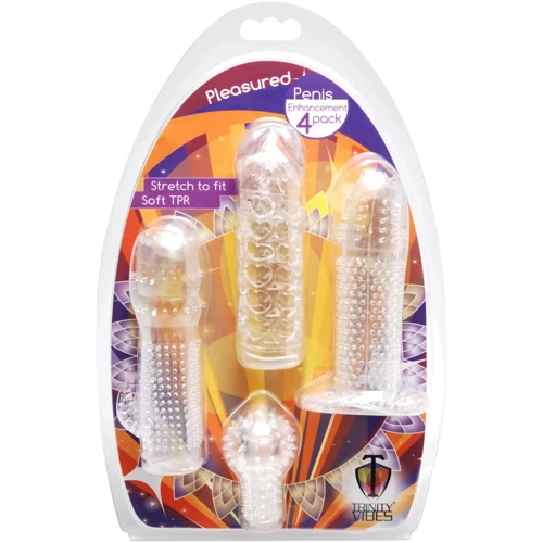 Набір насадок Trinity Vibes Penis Sleeve 4 Pack (прозорий): Призначення Для увеличения