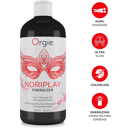 Гель для NURU-масажу Orgie – Noriplay Energizer (500 мл), екстракт гінкго білоба, захисне простирадло: Особливості С ароматом