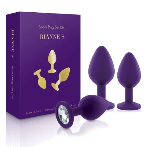 Набор анальных пробок с кристаллом Rianne S: Booty Plug Set Purple