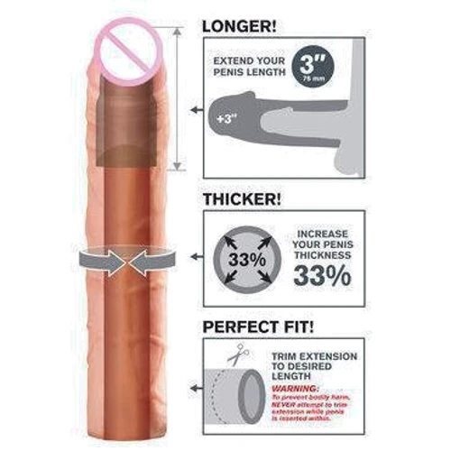 Насадка-удлинитель для пениса Perfect Extension Flesh 25 мм: Наличие вибрации Нет