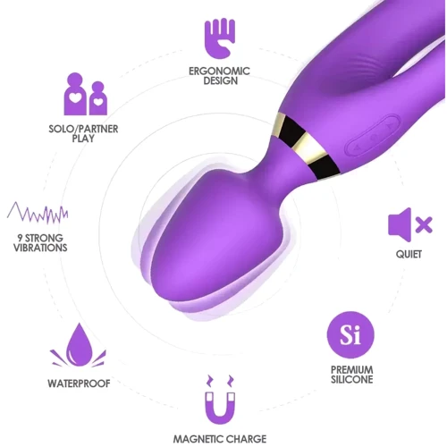 Вібромасажер BOSS of TOYS Boss Series - Magic Wand USB Purple 9 Function (BS5200027-1): Тип і форма Двусторонние