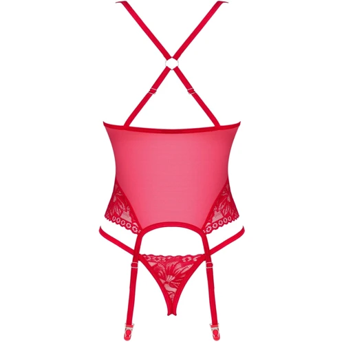 Прозрачный корсет Obsessive Lacelove corset XL/2XL Red: Вид Корсеты