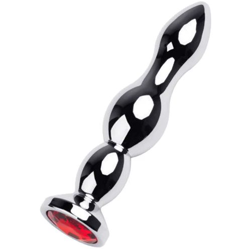 Анальная пробка с кристаллом Toyfa Metal Silver anal plug red gem