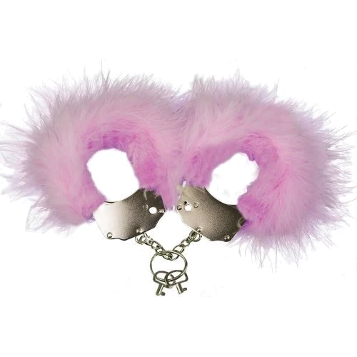 Наручники металеві з рожевою обробкою Adrien Lastic Handcuffs Pink