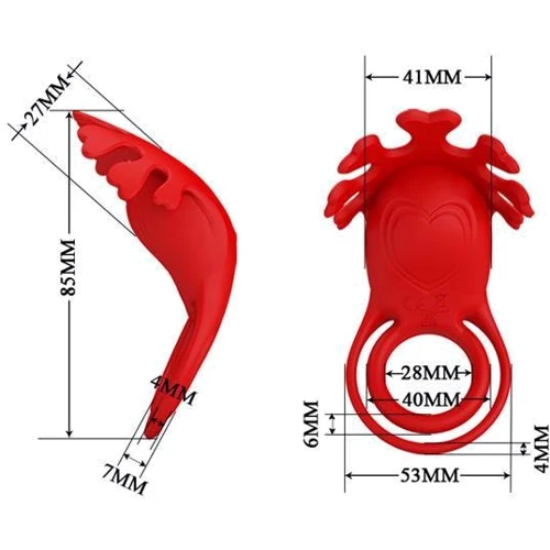 Виброкольцо для члена Pretty Love Vibrant Penis Ring Ruben Red: Цвет красный