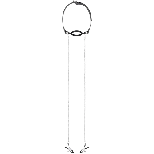 Затискачі для сосків з кляпом Bedroom Fantasies Nipple Clamps & Silicone Gag Ring: Колір серебристый