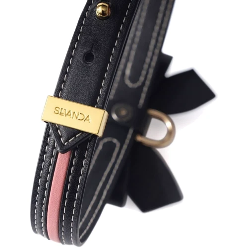 Ошейник с поводком LOCKINK Sevanda Love Heart Butterfly Leather Collar Set - Black: Цвет черный