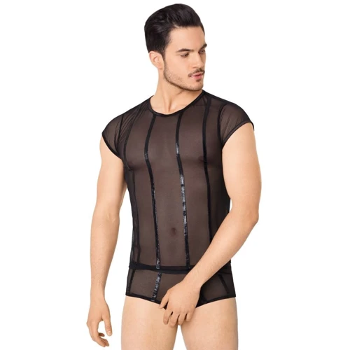 Эротический мужской комплект SoftLine - Shirt and Shorts 4608, M/L (black)