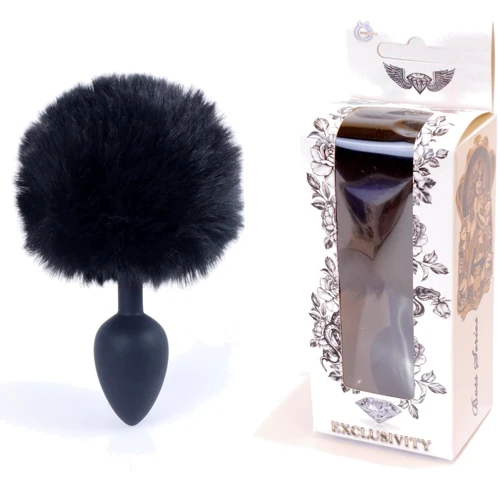 Анальная пробка с хвостом Jewellery Silicon PLUG Bunny Tail Black: Материал Силикон