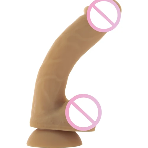 Гибкий фаллоимитатор на присоске ADDICTION - ANDREW 8″ Silicone Dong - Caramel + вибропуля: Наличие вибрации Нет