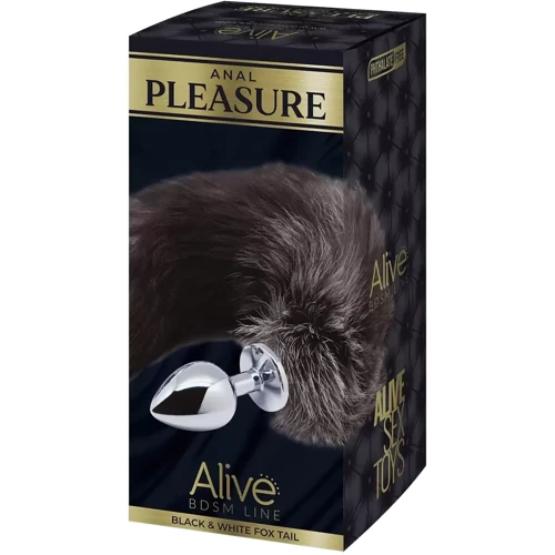 Металлическая анальная пробка Лисий хвост Alive Black And White Fox Tail S: Наличие вибрации Нет