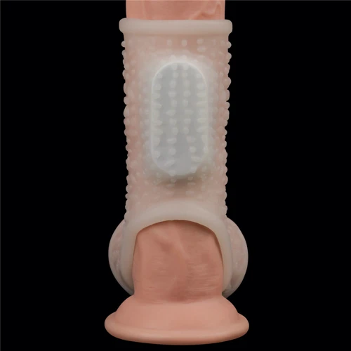 Насадка на пенис с вибрацией LoveToy Knights Ring Vibrating Drip With Scrotum Sleeve: Особенности С пупырышками, С кольцом на мошонку, Открытая