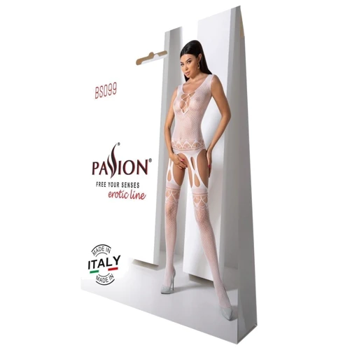 Бодістокінг із плетенням на грудях Passion BS099 One Size white: Фасон Бесшовные