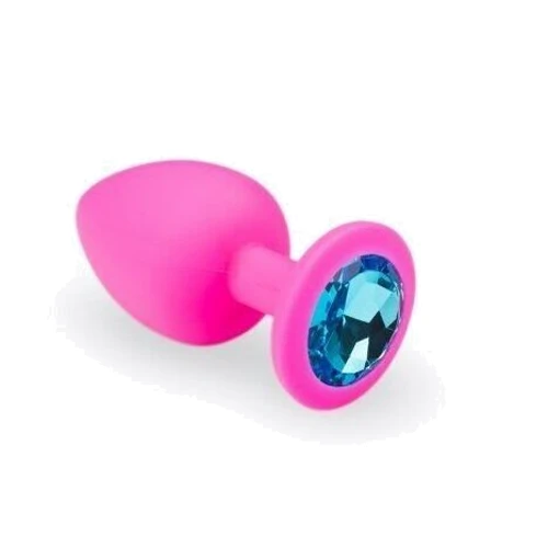 Силиконовая анальная пробка с кристаллом Pink Silicone Topaz (размер M)
