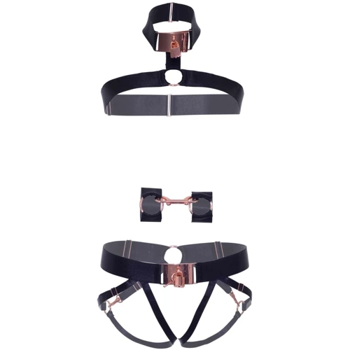 Комплект атласных ремней для бондажа Leg Avenue Satin elastic harness Set, One size, Black: Для кого Для женщин