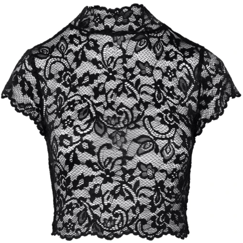 Топ Noir Handmade F303 Essence lace top with high collar Вlack, XXL: Декор Кружево