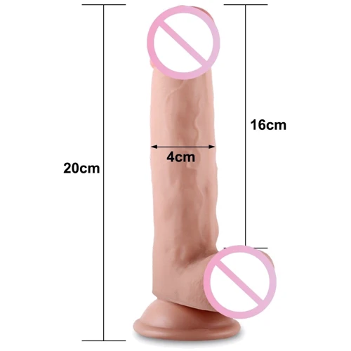 Фаллоимитатор LoveToy Sliding-Skin Dual Layer Dong 8" Flesh: Длина проникновения, см 16