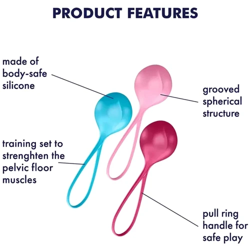 Набір вагінальних кульок Satisfyer Strengthening Balls, 9016501: Наявність вібрації  немає