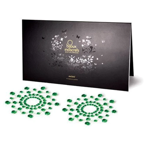 Прикраси для грудей зі стразами Bijoux Indiscrets MIMI Classic (смарагдовий)
