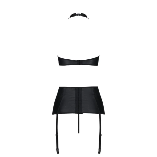 Комплект из эко-кожи с имитацией шнуровки Nancy Set black L/XL - Passion: Материал Полиуретан