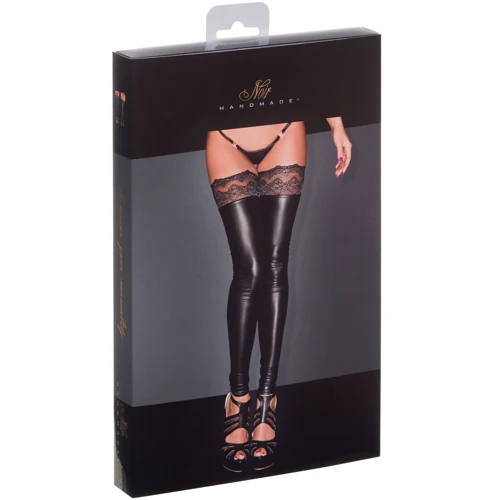 Чулки Noir Handmade F135 Powerwetlook stockings Вlack, XL: Применение На ноги