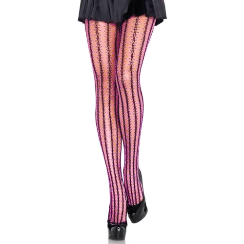 Колготки в сеточку Leg Avenue Thorn Net OS, (чёрные с розовым)