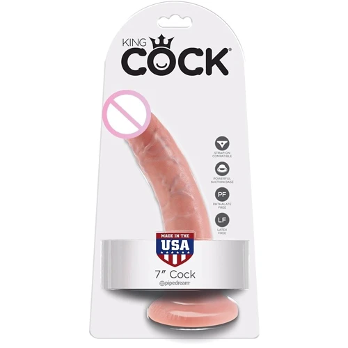 Фалоімітатор на присоску Pipedream King Cock 7, 18х4 см, тілесний: Наявність вібрації  немає